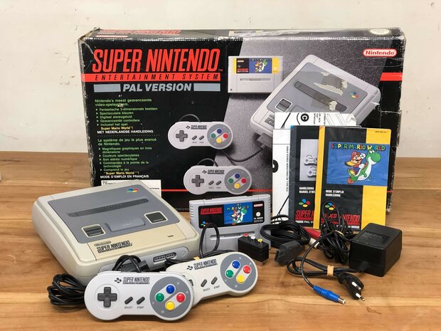 Super Nintendo on sale Console with Controllers and Mario World